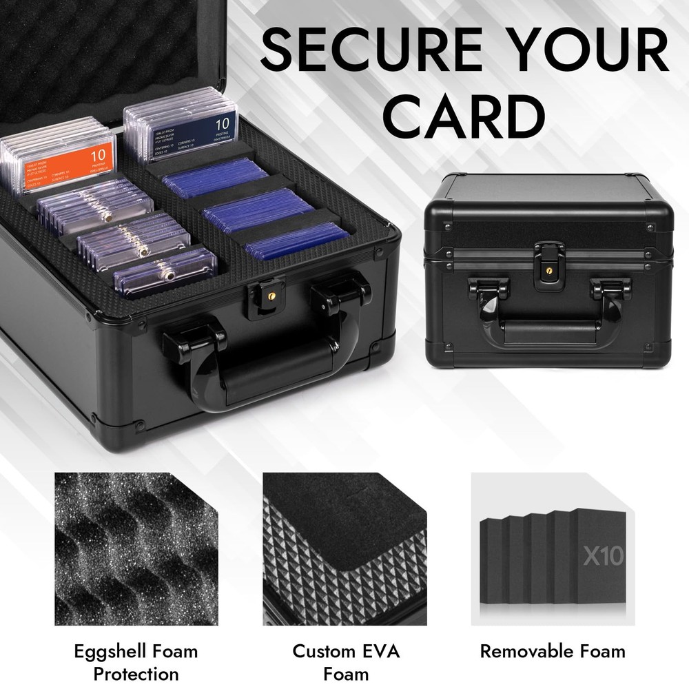 ULTRGEE Top Loader Storage Box, Graded Card Boxes, 2 Row, Black