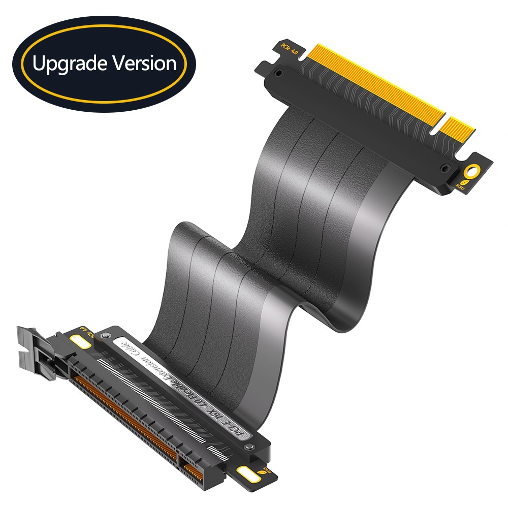 PCIE 4.0 Extension Cable Black 16x Shielded High Speed GPU Riser Cable 180° 20cm