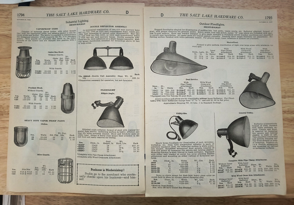 THE SALT LAKE HARDWARE CO - ORIGINAL CATALOG PAGES