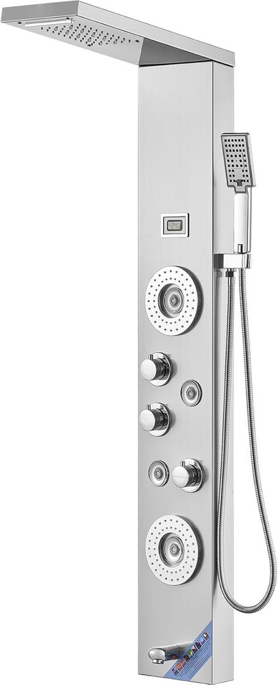 Shower Panel Tower System, 6 Shower Modes, LED & Display Shower Panel, Rainfall,