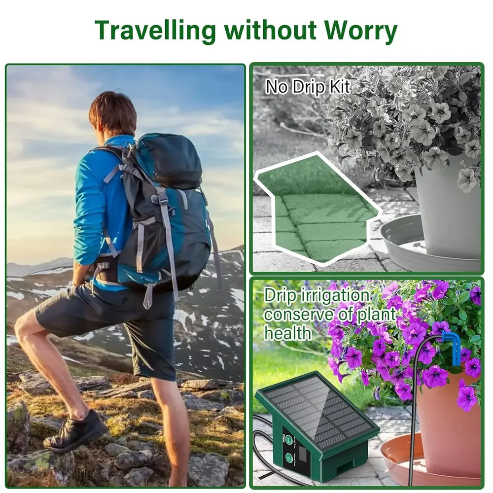 Automatic Solar Drop Irrigation Kit Solar Panel Garden Balcony