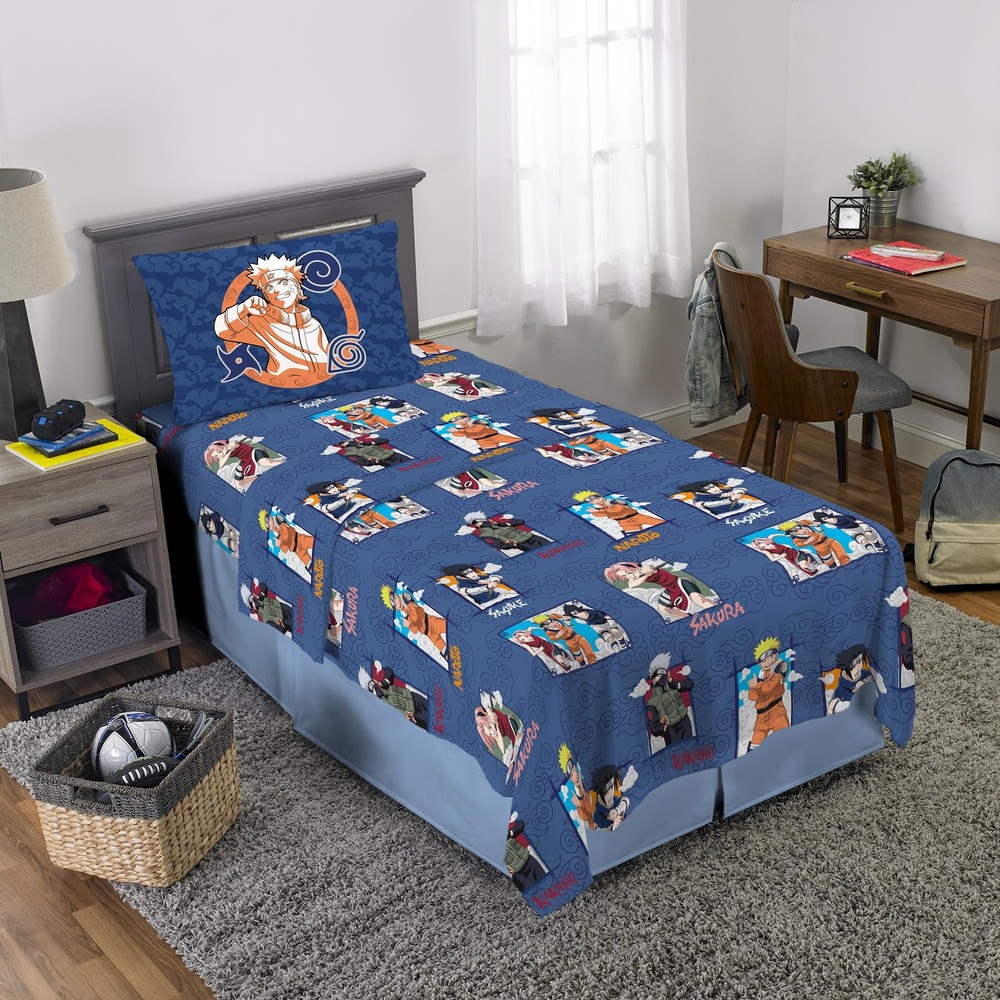 Naruto Cloud Cluster Full Size 4 Piece Microfiber Bed Linen Set