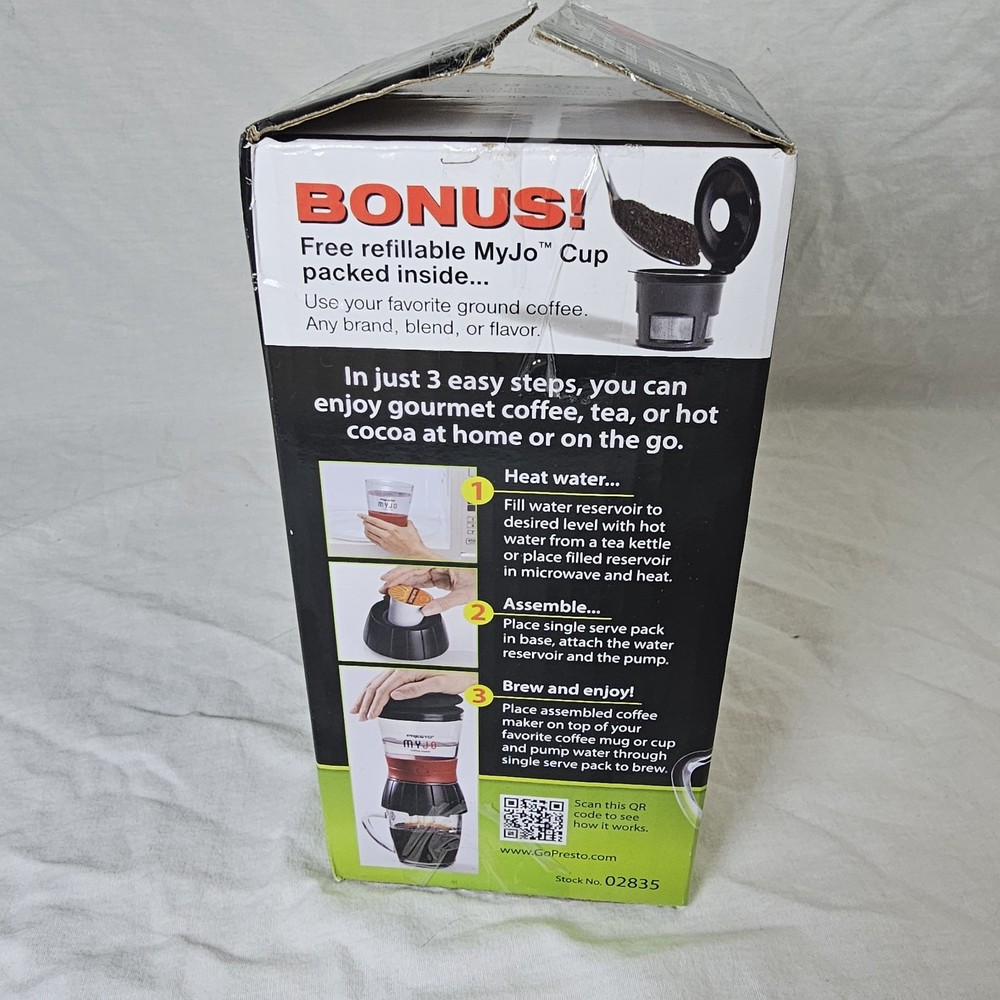 Presto MyJo Single Cup Coffee Maker (02835) New Open Box