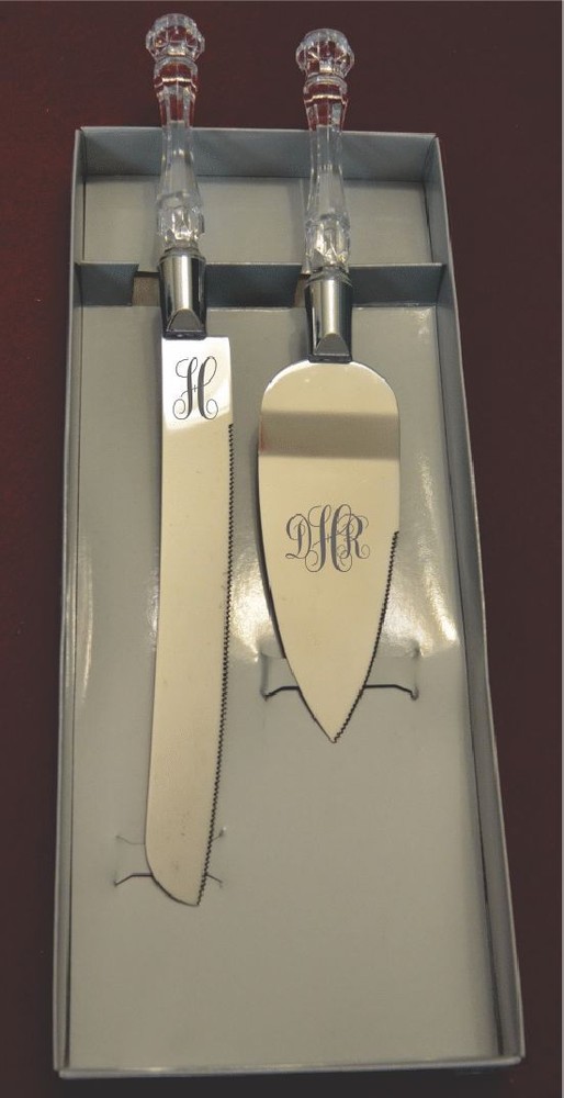 Monogram Initials Wedding Cake Knife and Server with Initials and Date FREE