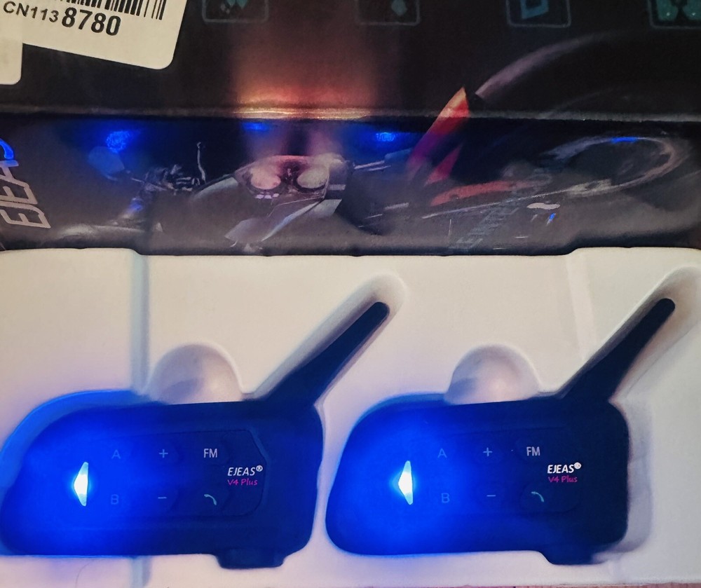 EJEAS V4CPlus Motorcycle Helmet Intercom Bluetooth Headset 2 Pack 1200m distance