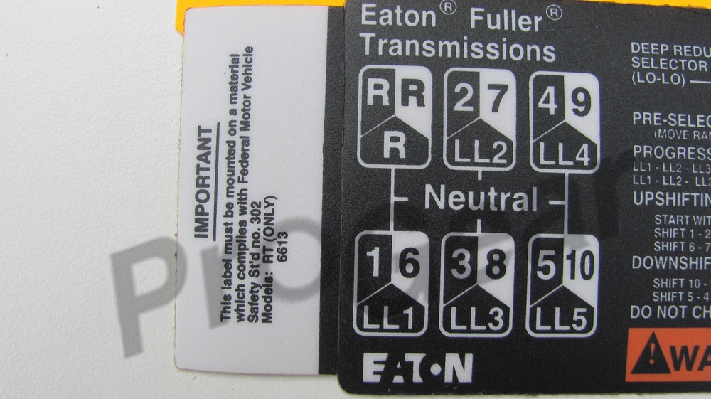 Fuller transmission 13 speed RT6613 shift pattern RT613 21756