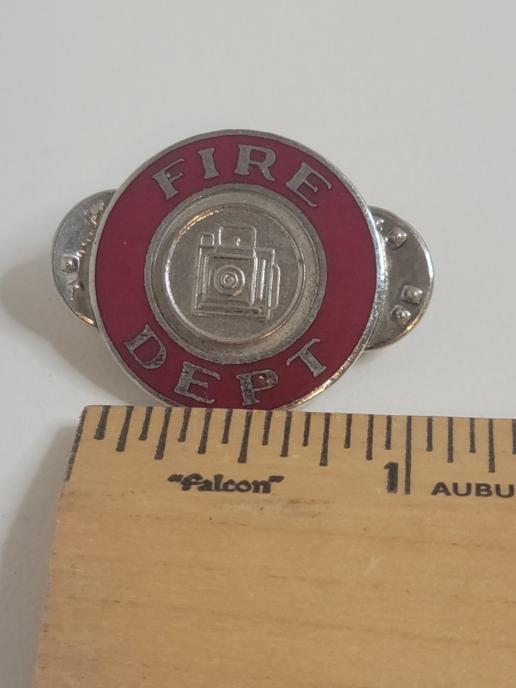 Firefighter Fire Dept. Department Red & Silver Accent Lapel Pin
