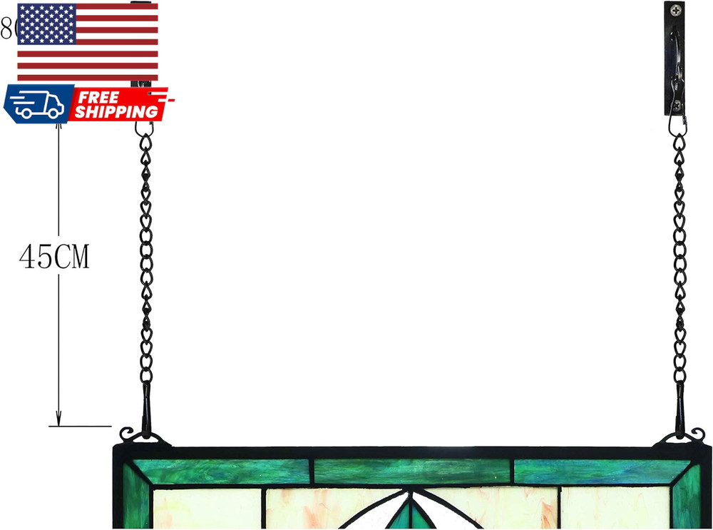 Extra Large Horizontal Transom Window Stained Glass Window Panels Hanging 26"