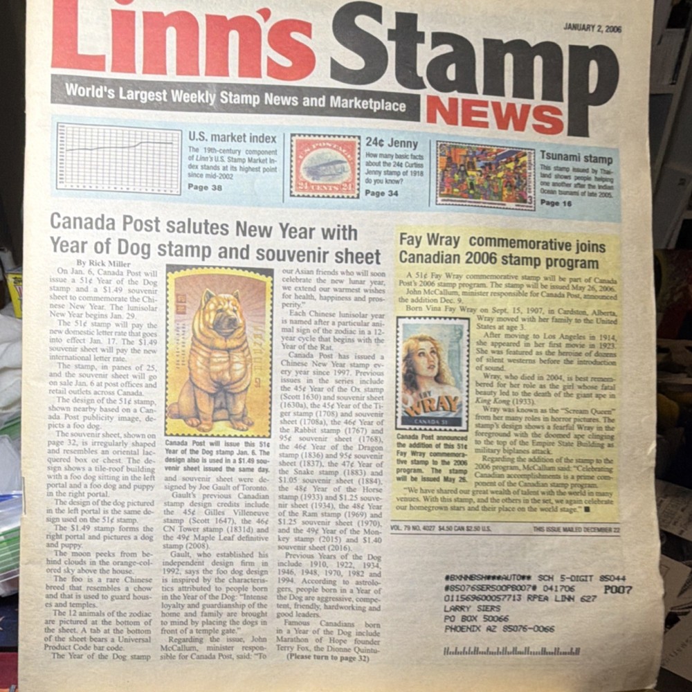 Linn's Stamp News Publication January 2 & 7, 2006 Issues