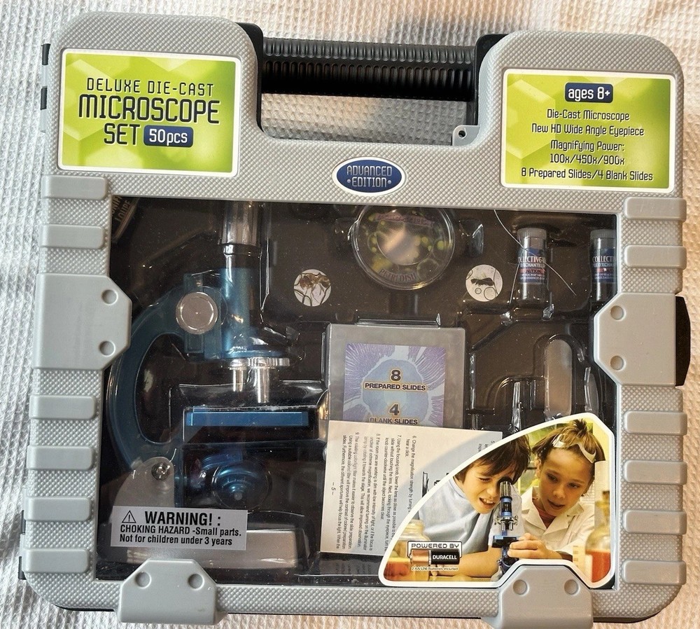 Deluxe Die Cast Microscope Set 50pcs Advanced Edition Educational Science