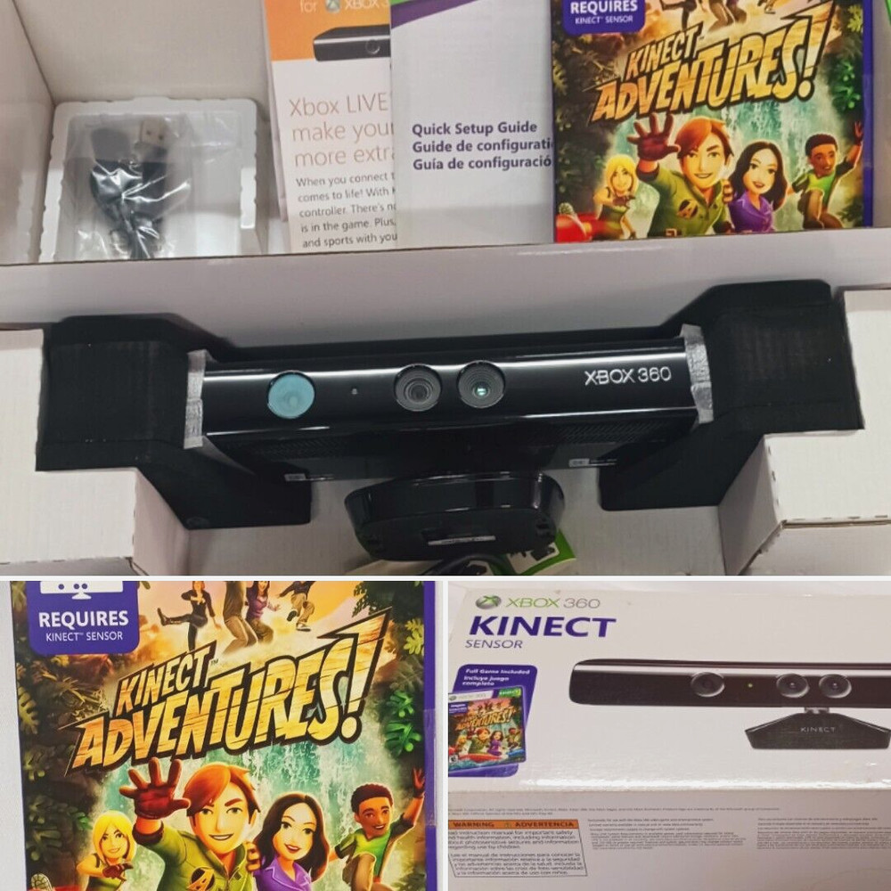 XBOX 360 KINECT SENSOR INCLUDES KINECT ADVENTURES VIDEO GAME OPENED SEE PICS