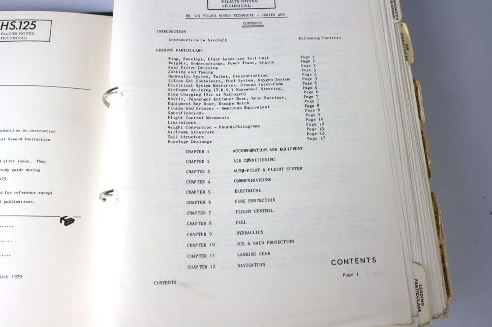 Hawker Siddeley HS 125 Series 400 Pilots Notes Technical Manual