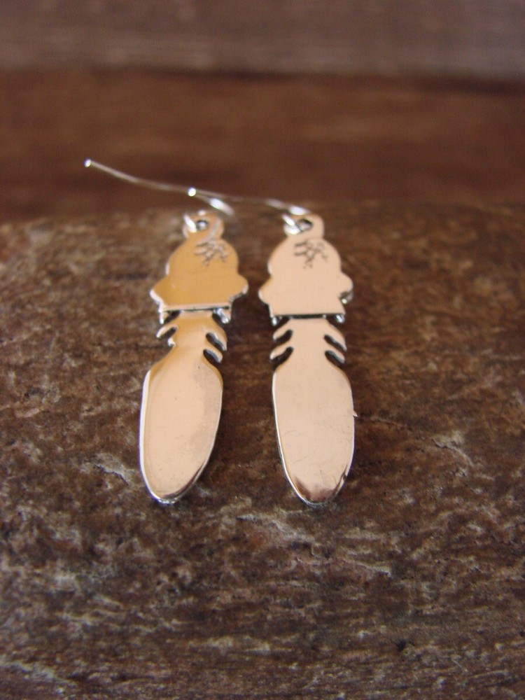 Native American Sterling Silver Turquoise Feather Dangle Earrings! McCarthy