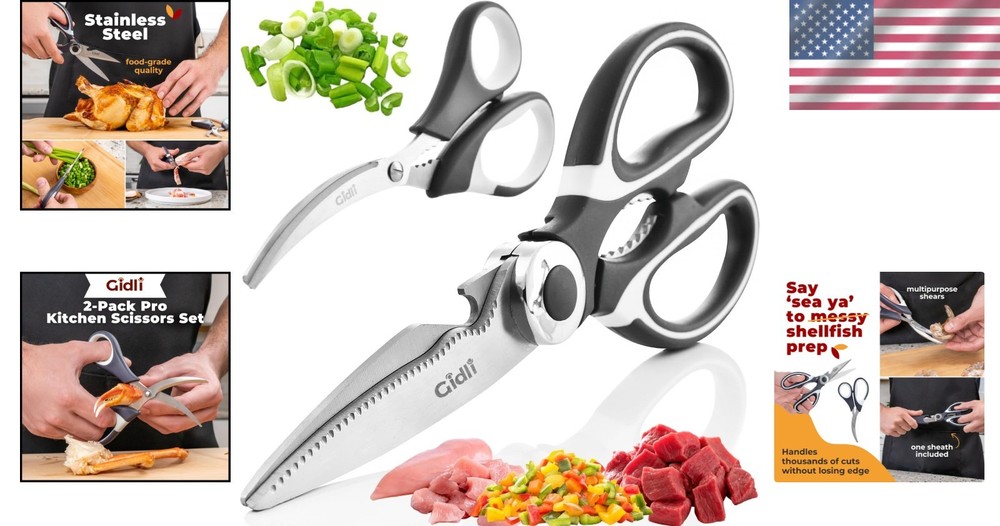 Versatile Utility Scissors - Ergonomic Grip, Dishwasher Safe