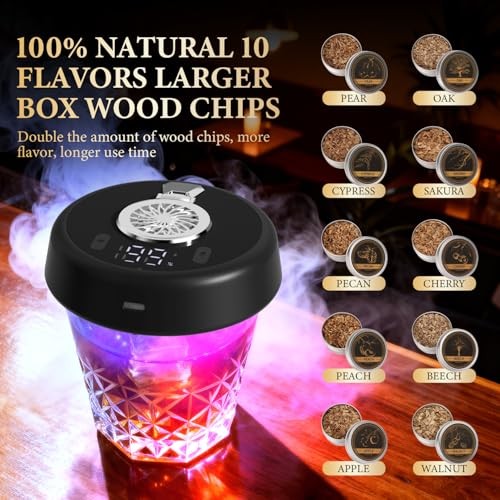 Electric Whiskey Smoker Kit with 7 Light Modes,Rechargeable Cocktail Basic Set