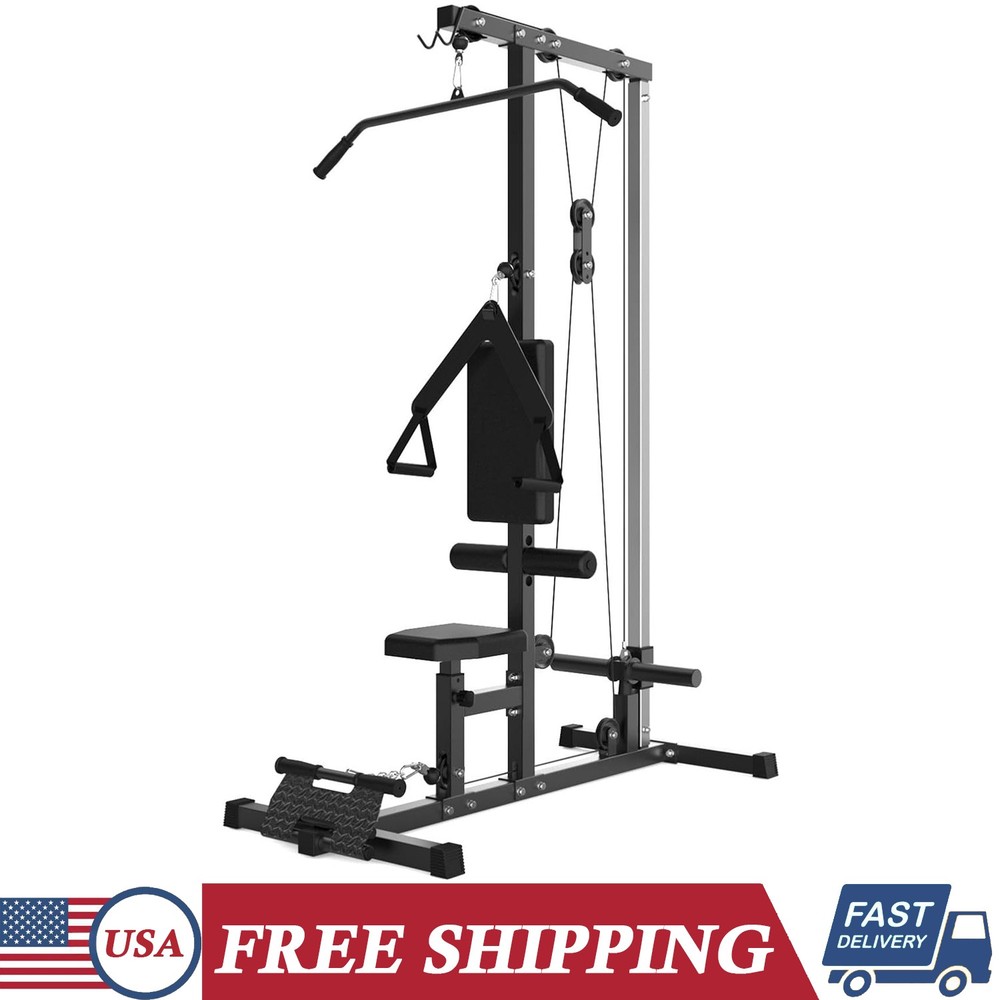 LAT Pull Down & Low Row Cable Machine Pulley Station with Adjustable Leg Support