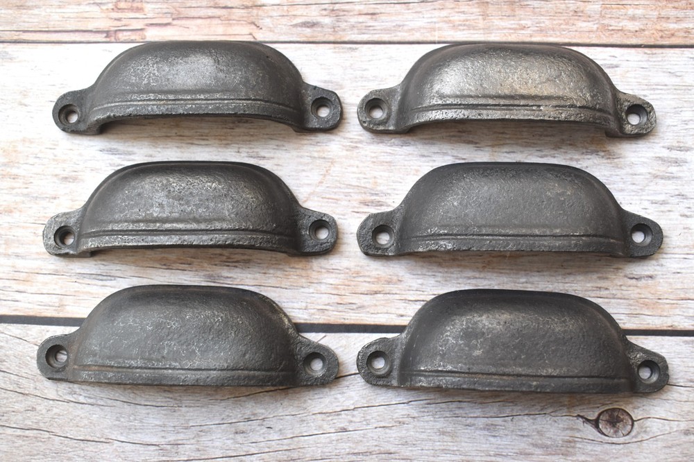 Vintage Style cast iron Cup cabinet drawer door knobs handles pull rustic 6 pcs
