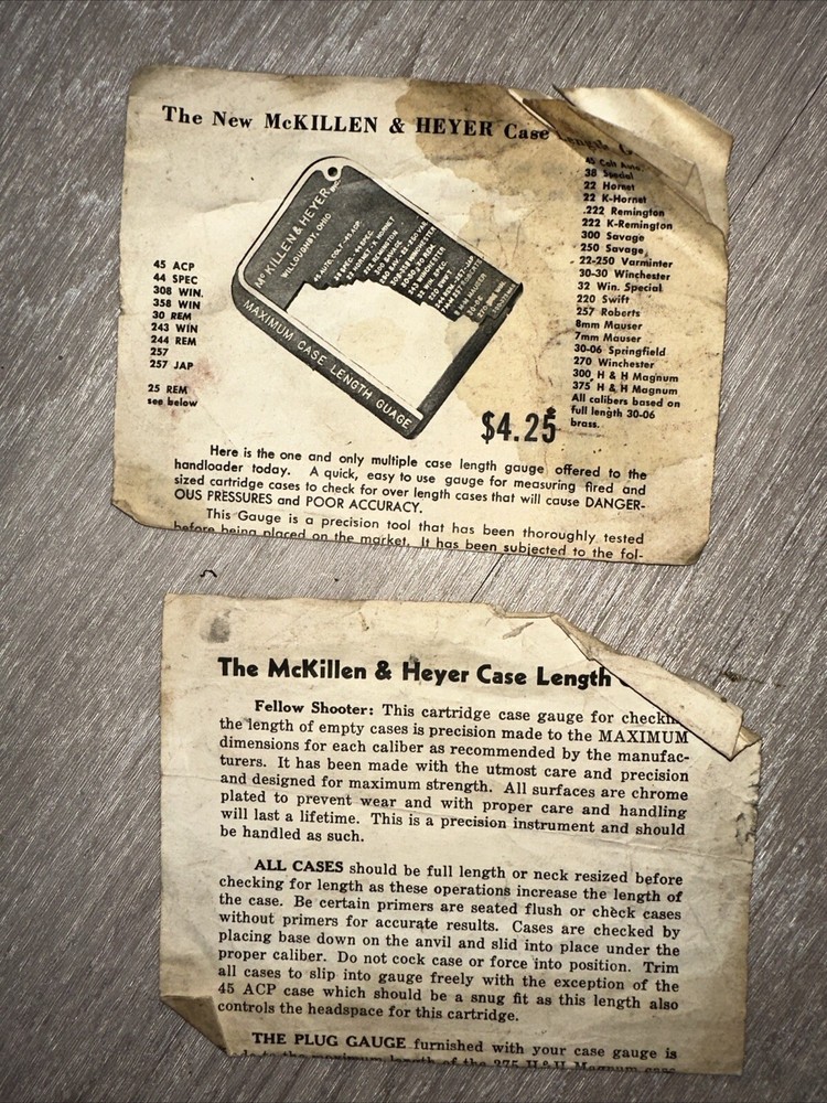MCKILLEN & HEYER MAXIMUM CASE LENGTH GAUGE WITH PLUG GAUGE PROTECTOR