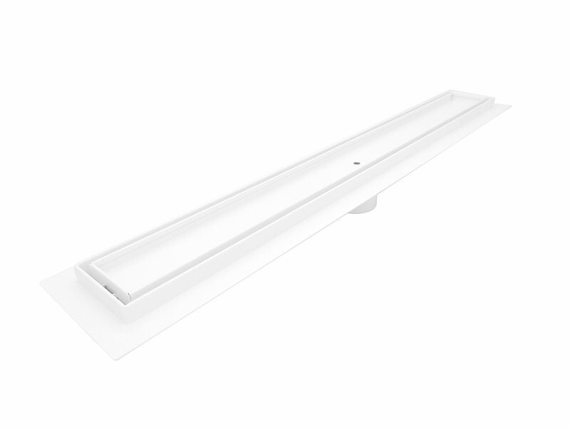 White Linear Shower Drain, 59 Inch Matte White Tile Insert Linear Drains