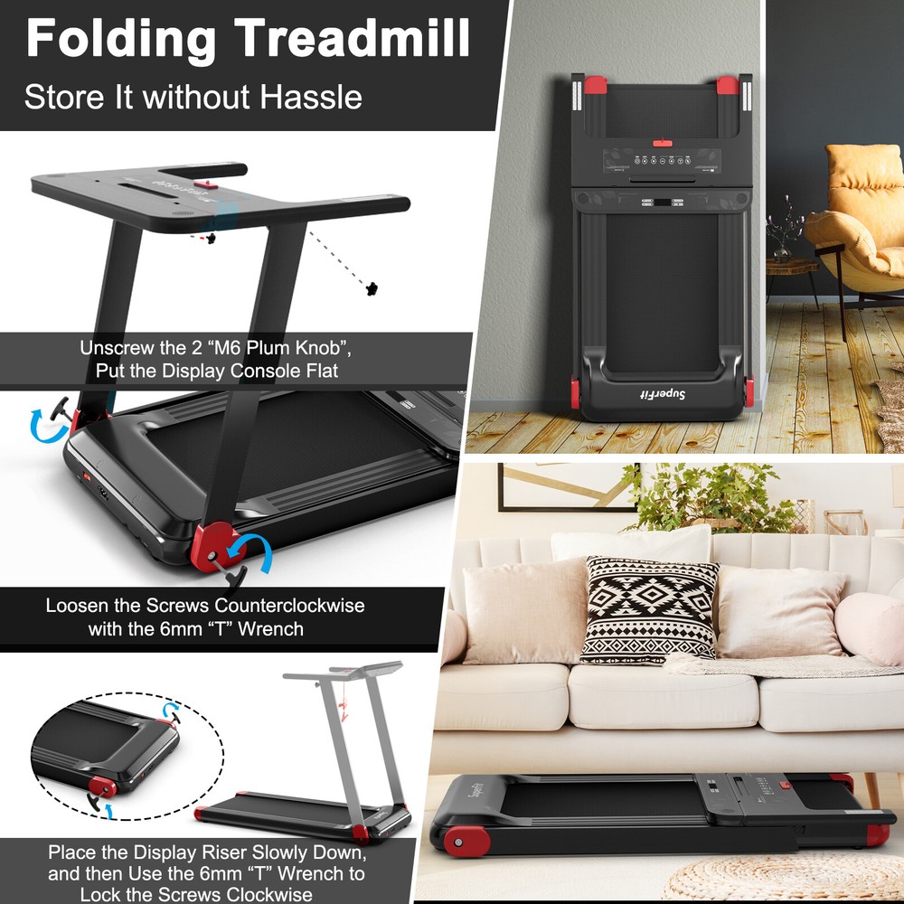 Compact Walking Running Machine Electric Folding Treadmillw/APP Control Speaker