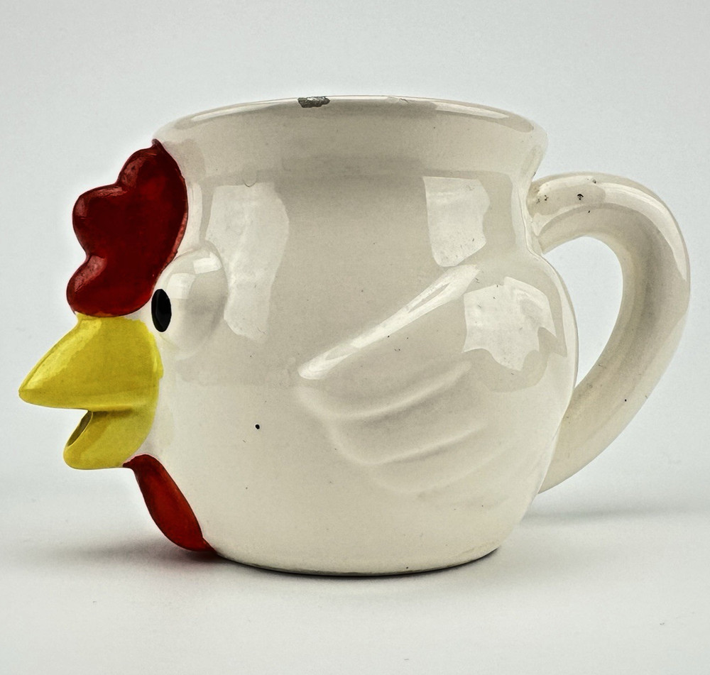 Vintage Ceramic Chicken Egg Separator Red Yellow Stoneware 1970s-1990s