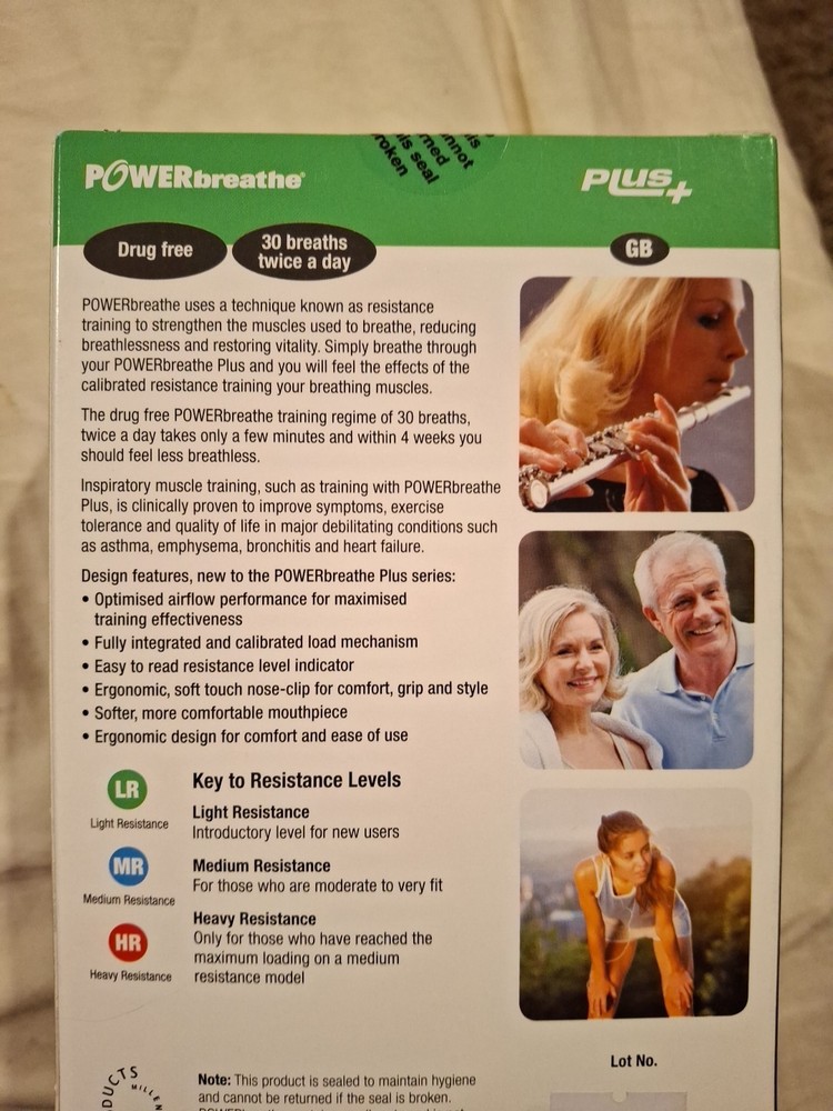 POWERbreathe Plus+ Light Resistance Green Model New Sealed