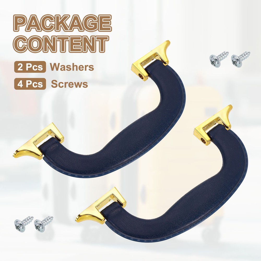 2Pcs Luggage Handle Plastic Pull Handle Grip Replacement with Screws Blue