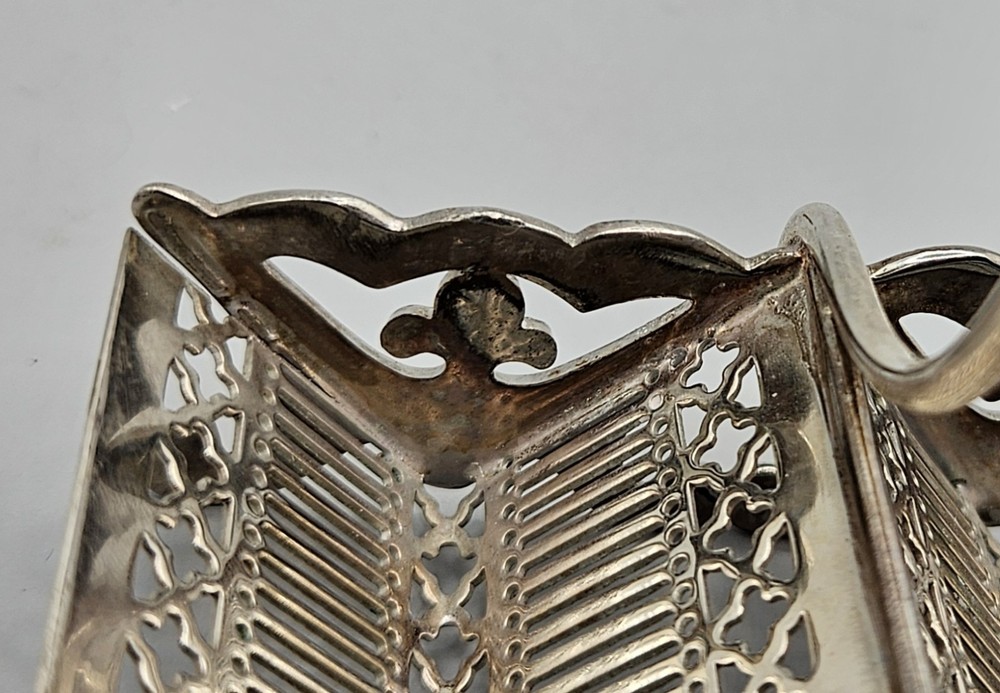 Silver Plated Biscuit Square Cracker Tray Double Sided Reticulated