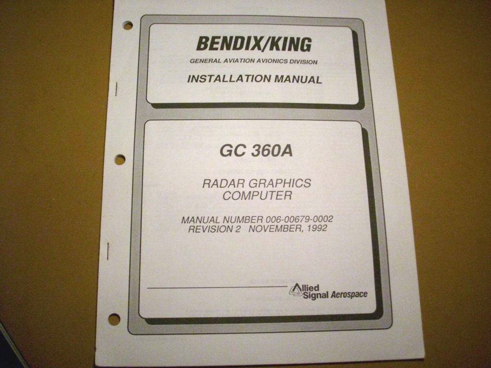 King Bendix GC 360A Radar Graphics Install Manual
