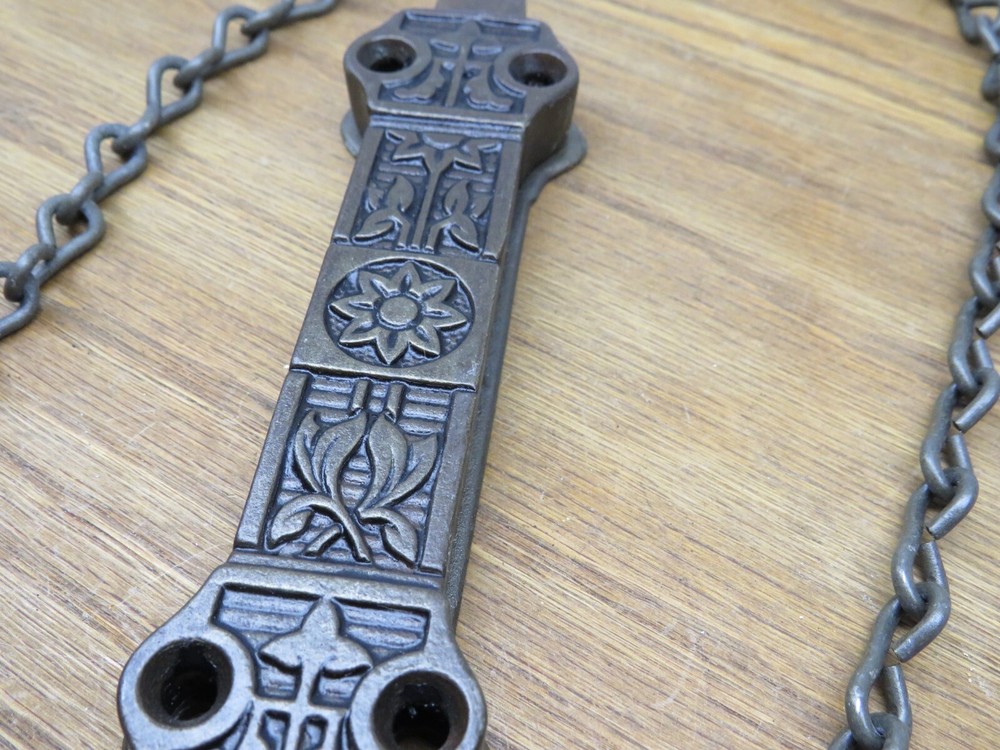 OLD DOUBLE DOOR FRENCH DOOR LOCK LATCH SPRING LOADED PULL CHAIN