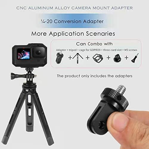 2pc Camera Mount ¼-20 Conversion Adapter for GoPro Hero Sony Sjcam Action Camera