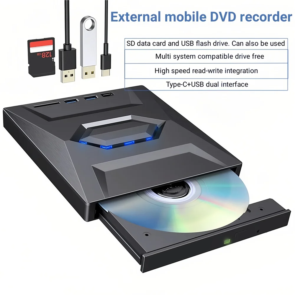 External CD DVD Drive USB 3.0 Writer Burner Player for PC Laptop Windows 11 10