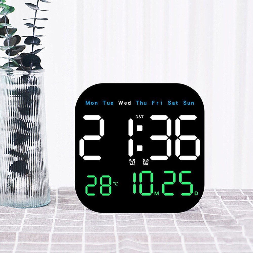 Adjustable LED Large Digital Wall Clock with Temperature and Date Display