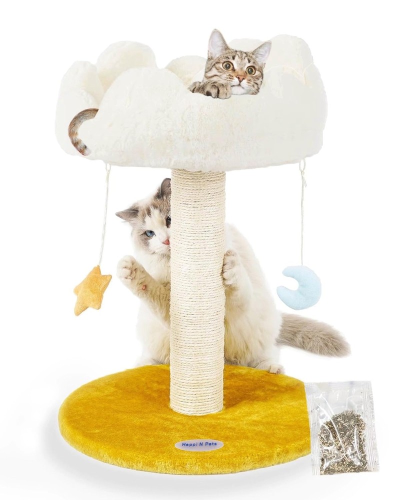 Happi N Pets Cloud Cat Tree, Cat Scratching Post with Bed, Small Cat Tree for...