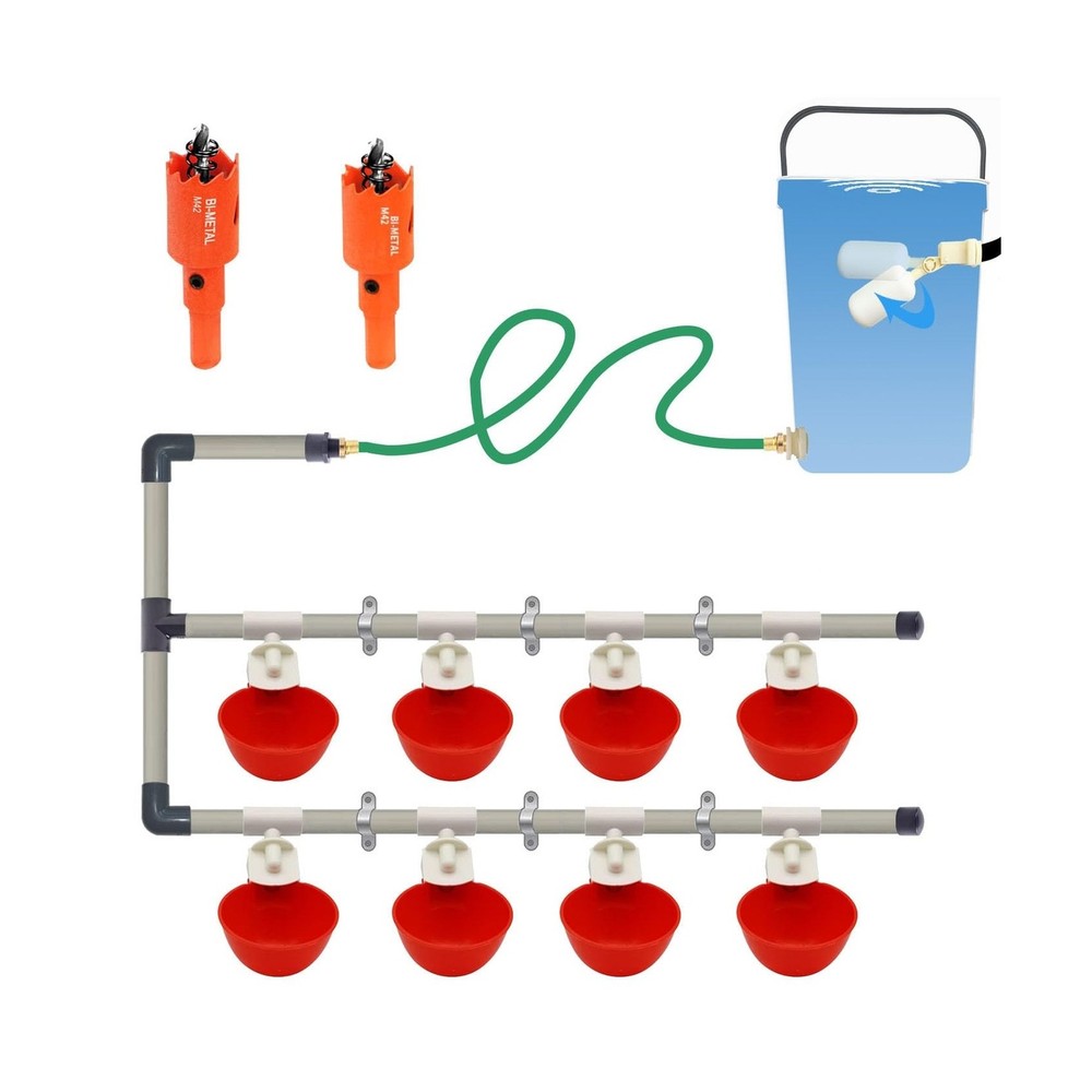 Complete Set Pipeline Automatic Chicken Watering System, 1/2" PVC T... Fast Ship