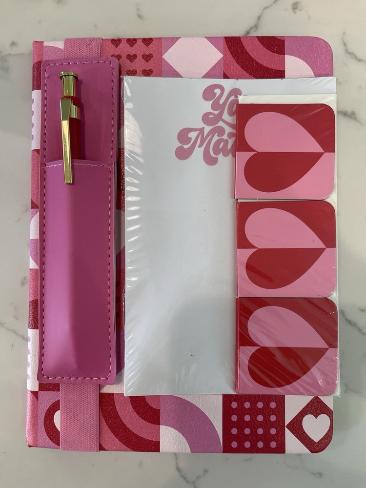 New Lined Heart Pattern Journal Pen Notes You Matter Gift