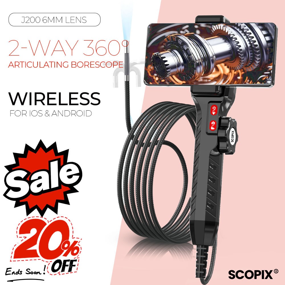 wifi Articulating Borescope Endoscope 2-Way Articulation Head Inspection Camera