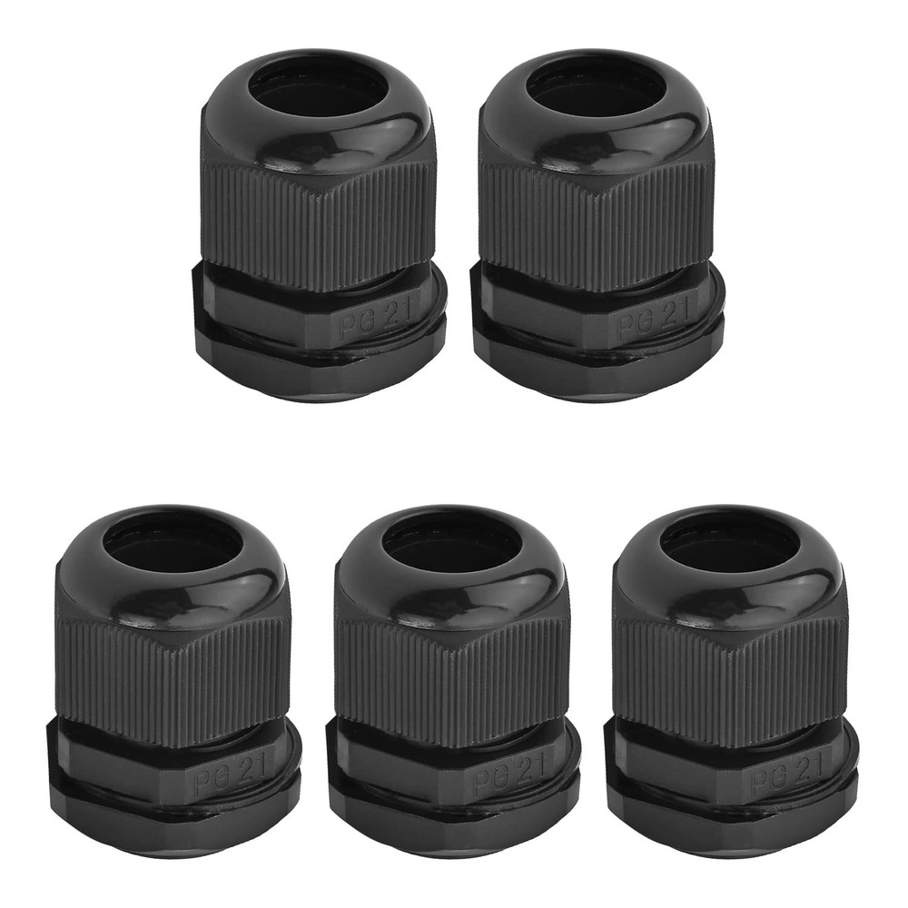 Fielect 5Pcs Waterproof Plastic PG21 Cable Glands Joints Adjustable