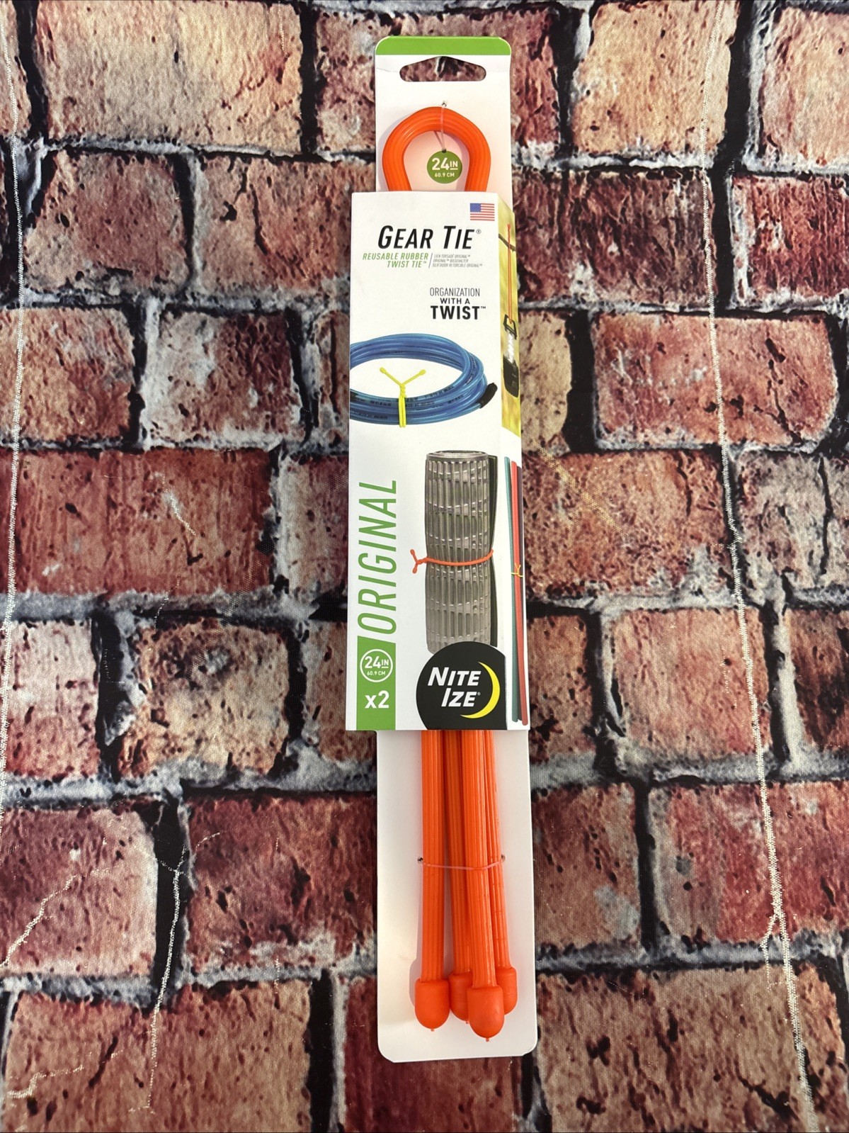 Nite Ize 2-Pack Gear Tie Reusable Rubber Twist Tie, 24" - Bright Orange SEE DESC