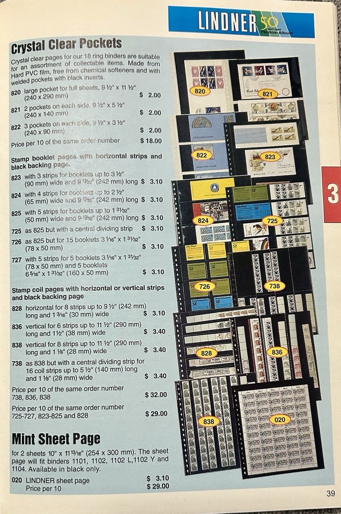 VINTAGE 2000 / 2001 LINDNER STAMP SUPPLIES & ACCESSORIES CATALOG - 92 PAGES