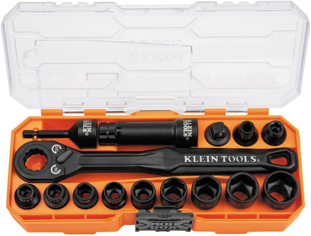 KNECT 15-Piece Impact Rated Pass through Socket Set with Modbox Case, Sockets
