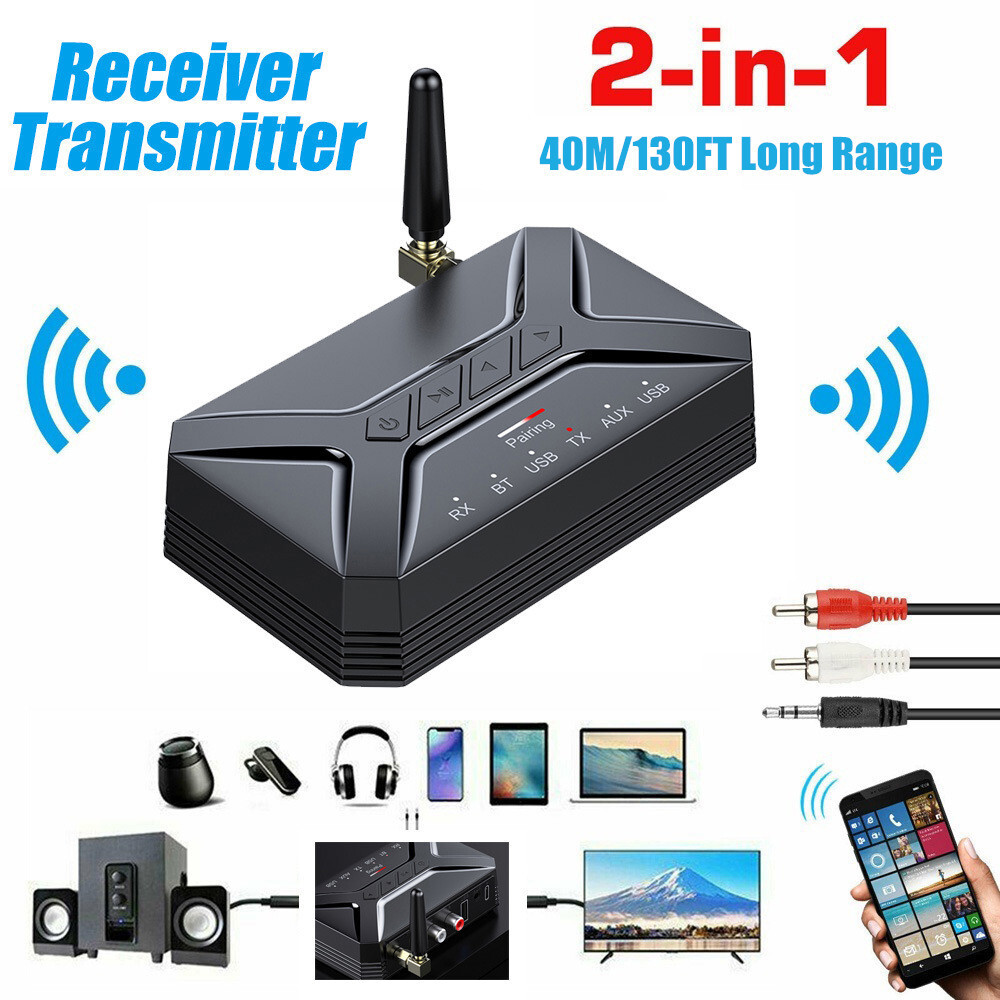 Long Range Bluetooth 5.0 Transmitter Receiver Audio Adapter for TV Home Stereos