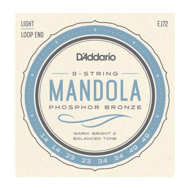 D'Addario EJ72 Loop End Phosphor Bronze Mandola Strings; 8 strings gauges 14-49