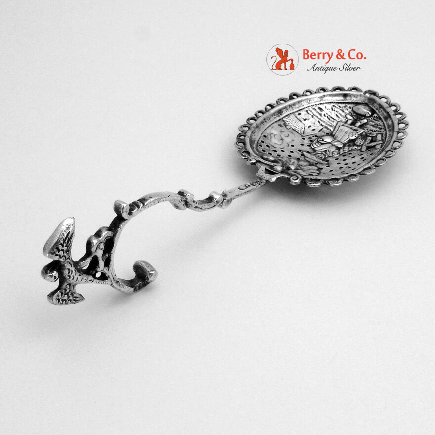 Monkey Spoon German 800 Silver Eagle Finial Figural Bowl 1880