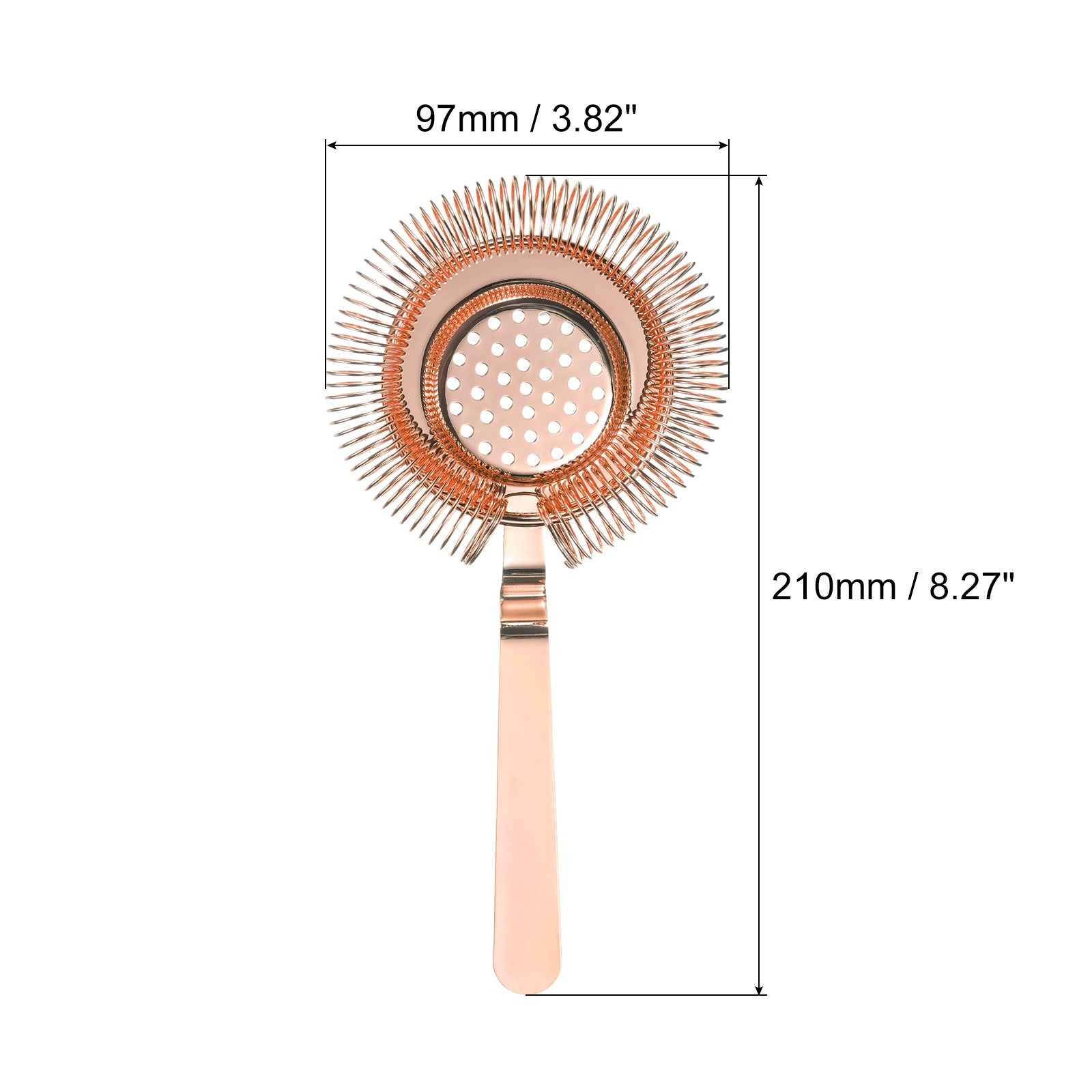 Cocktail Strainer, 1pcs Stainless Steel Bar Strainer for Drink(Rose Gold, 210mm)