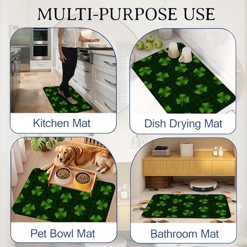 St. Patrick Day Bathroom Mat Quick St. Patrick Day Green Clover Checkered