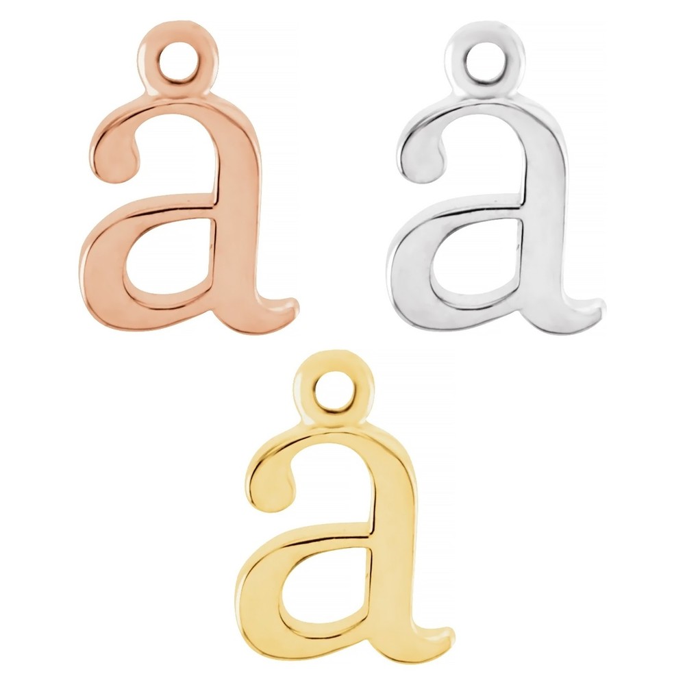 10K 14K 18K Solid Gold, Platinum & Silver Lowercase Initial A Dangle