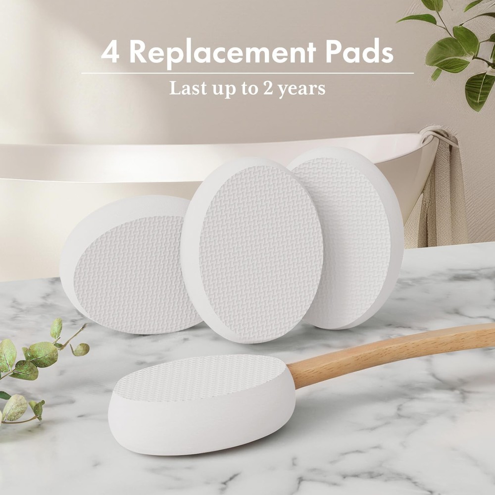 AmazerBath Lotion Applicator for Back, Feet, 4 Replacement 4 Piece Set, White