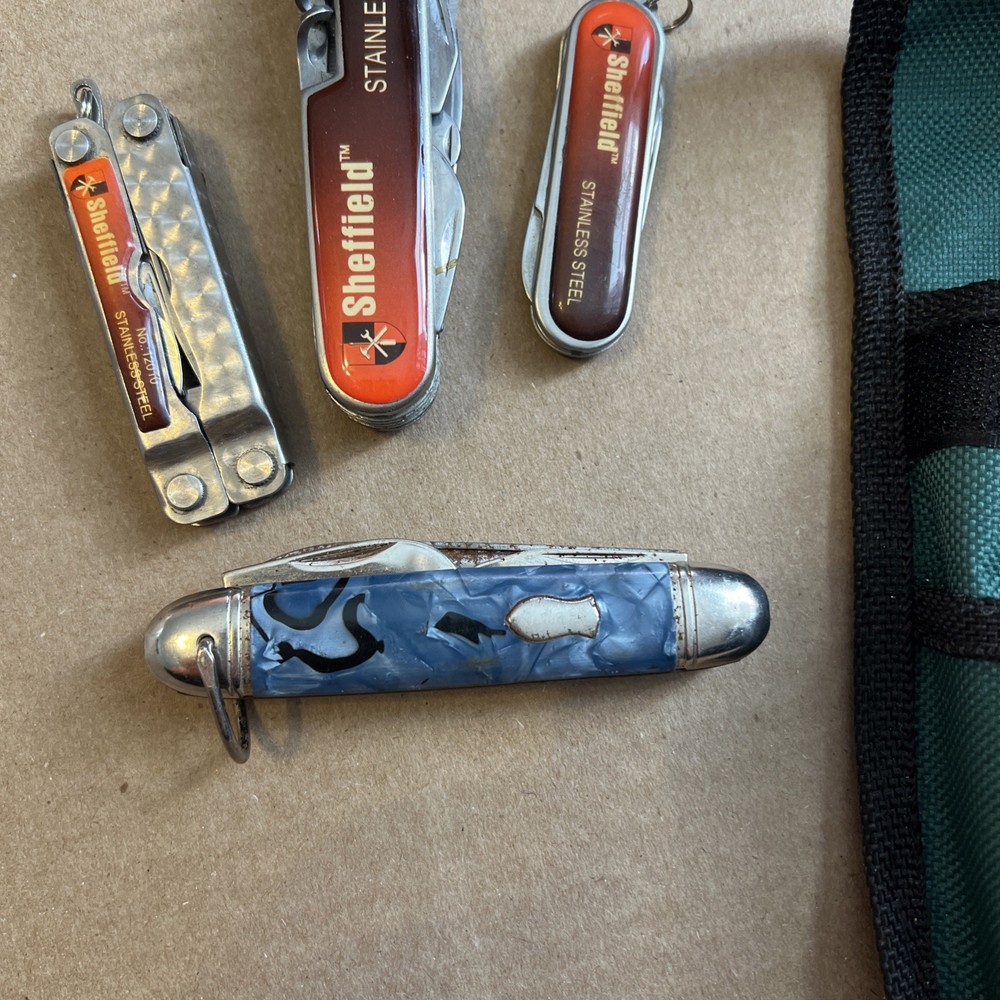 Sheffield Multi Tool pocket knife Flash Light Carrying Pouch Belt Loop