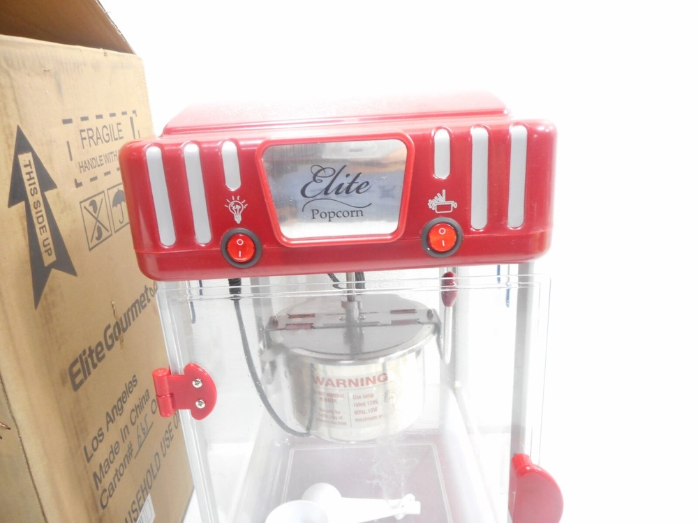 Elite Classic Tabletop Popcorn Maker Self-Stirring EPM-250 Red